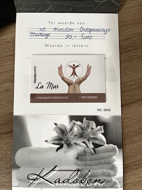 Massagebon €50 voor 45min ontspanning